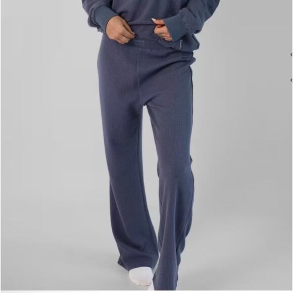 Comfrt Pants - Comfrt Pants Womens Small Blue Waffle Knit Lounge Pull On Athleisure Sweatpants